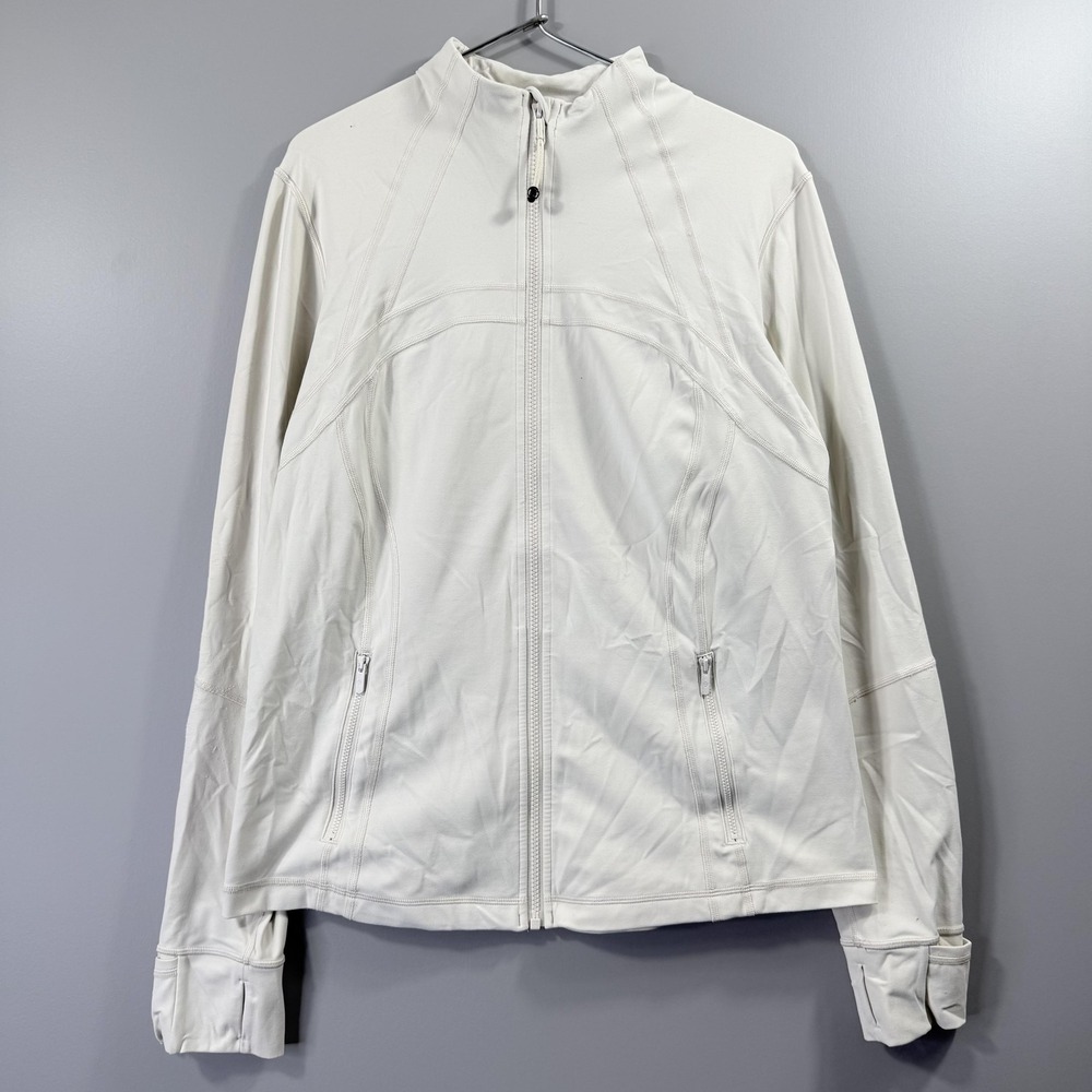 Lululemon define Jacket Womens 16 White Track Full Zip Thumbholes Vented Running